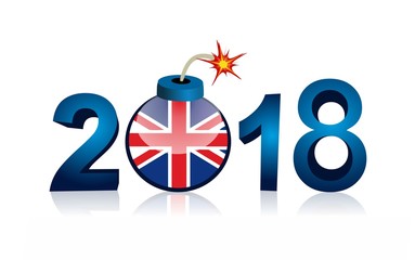 Obraz premium bomb with british flag and year 2018