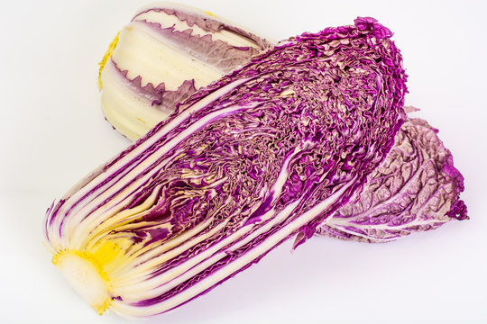 Red Chinese cabbage on a light  background