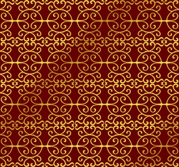 Seamless Golden Chinese Background Round Spiral Cross Frame