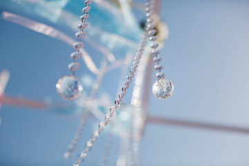 Wedding arch pink color on the background of the sea.