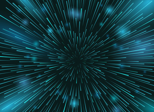 Speed stars in space vector background. Star lights at night sky action wallpaper