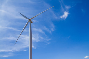 Power of wind turbine generating electricity clean energy with c