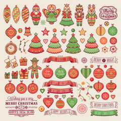 Christmas decorations for invitations and greeting cards. 