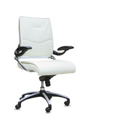 Office chair from white leather isolated