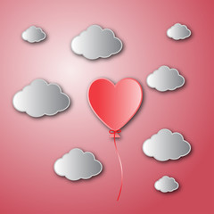 balloon heart fly on sky with sunset