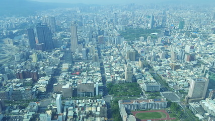 Fototapeta na wymiar Skyline from above Tuntex skytower, 85 buidling