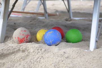 colorful bowls on the beach