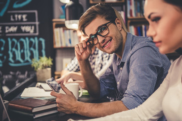 Young people in the library