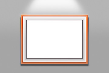 blank  wood frame  on a grey background.