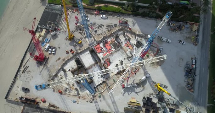 Aerial drone footage of the Armani Casa construction site Sunny Isles Beach FL