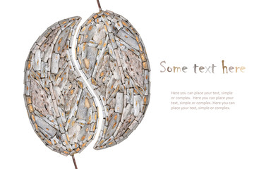 decorative wooden panel in the form of drops, made of old twigs and knots. Place for text