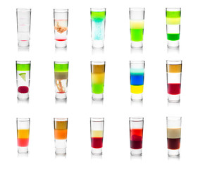 different alcoholic cocktails shots
