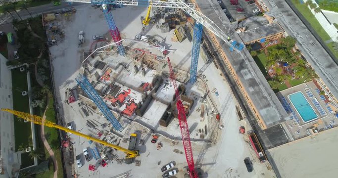 Aerial drone footage of the Armani Casa construction site Sunny Isles Beach FL