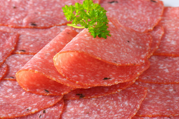 slices of spicy salami