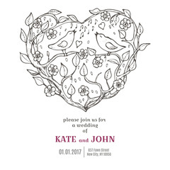 Doodle hand drawn love valentine abstract card template