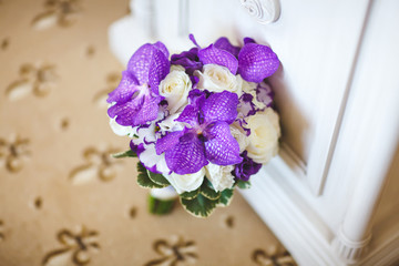 Beautiful wedding colorful bouquet for bride. Beauty of colored