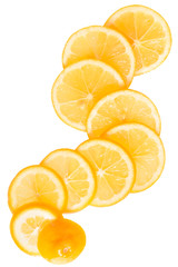 Ripe lemon cut top view isolated