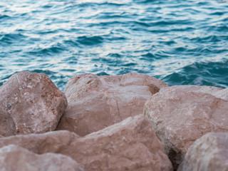 Rocky coastline and blue sea