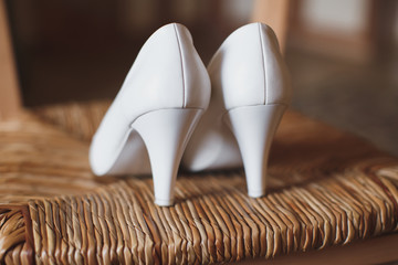 Womens wedding shoes on chair