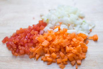 colorful of fresh vegetable slice