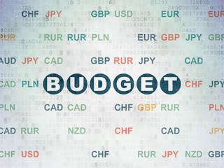 Money concept: Budget on Digital Data Paper background