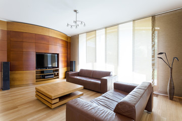 Elegant room with home cinema system