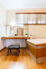 Bathroom with make-up vanity table