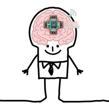Cartoon Big Brain Man - technologic human