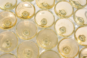 Beautiful hill with champagne at the Banquet for the newlyweds.