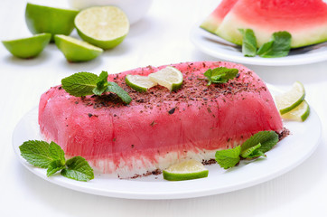 Summer cold no-bake watermelon cake