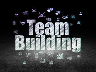 Finance concept: Team Building in grunge dark room