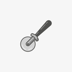 Simple icon of pizza cutter knife in flat style. Steel kitchenware equipment.Vector illustration.
