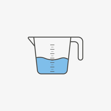 Simple icon of kitchenware measuring cup in flat style. Vector illustration.
