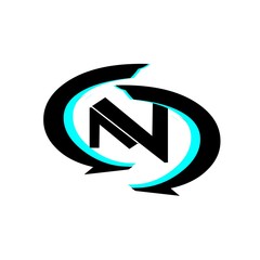 initial letter N logo vector black color