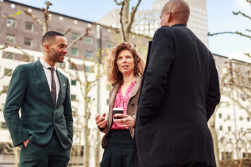 Business People Talking In La Defense, Paris, France