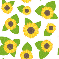 Vector seamless pattern with sunflowers. Sweet honey background for beekeeping products.