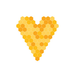 Vector honeycomb heart. Background, label for beekeeping products.