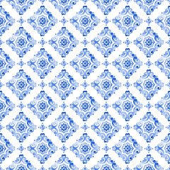 Watercolor blue lace pattern