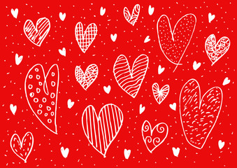 Hand drawn hearts set.