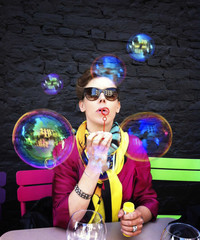 Woman and soap bubbles