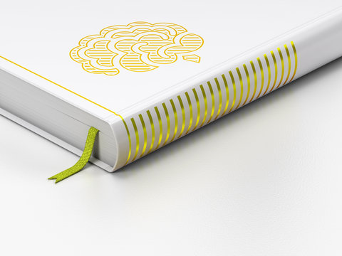 Science concept: closed book, Brain on white background