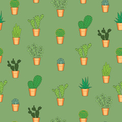 Seamless pattern with cactuses