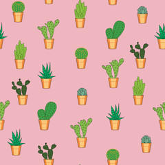Cactus seamless pattern.