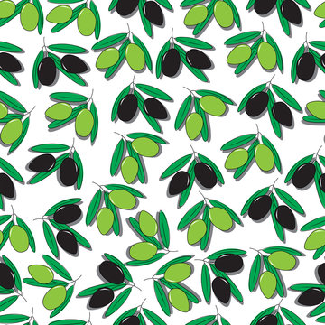 Seamless pattern with black and green olives © Olesya