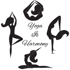 Yoga vector set with slogan