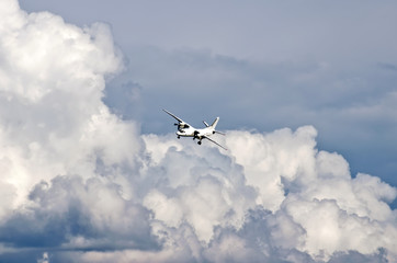 Airplane clouds weather sky clouds landing airport