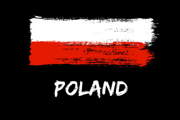 Poland flag paint brush strokes