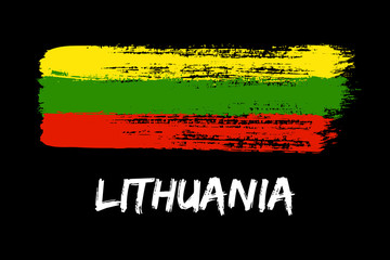 Lithuanian flag paint brush strokes