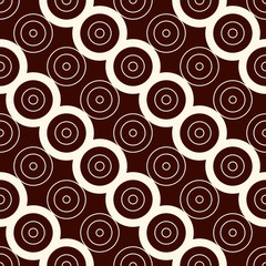 Outline seamless pattern with diagonal lines and circles. Repeated geometric figures ornamental abstract background.