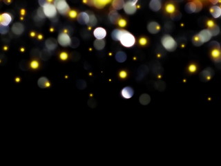 красивый  желтые и белые блики на черном фоне    